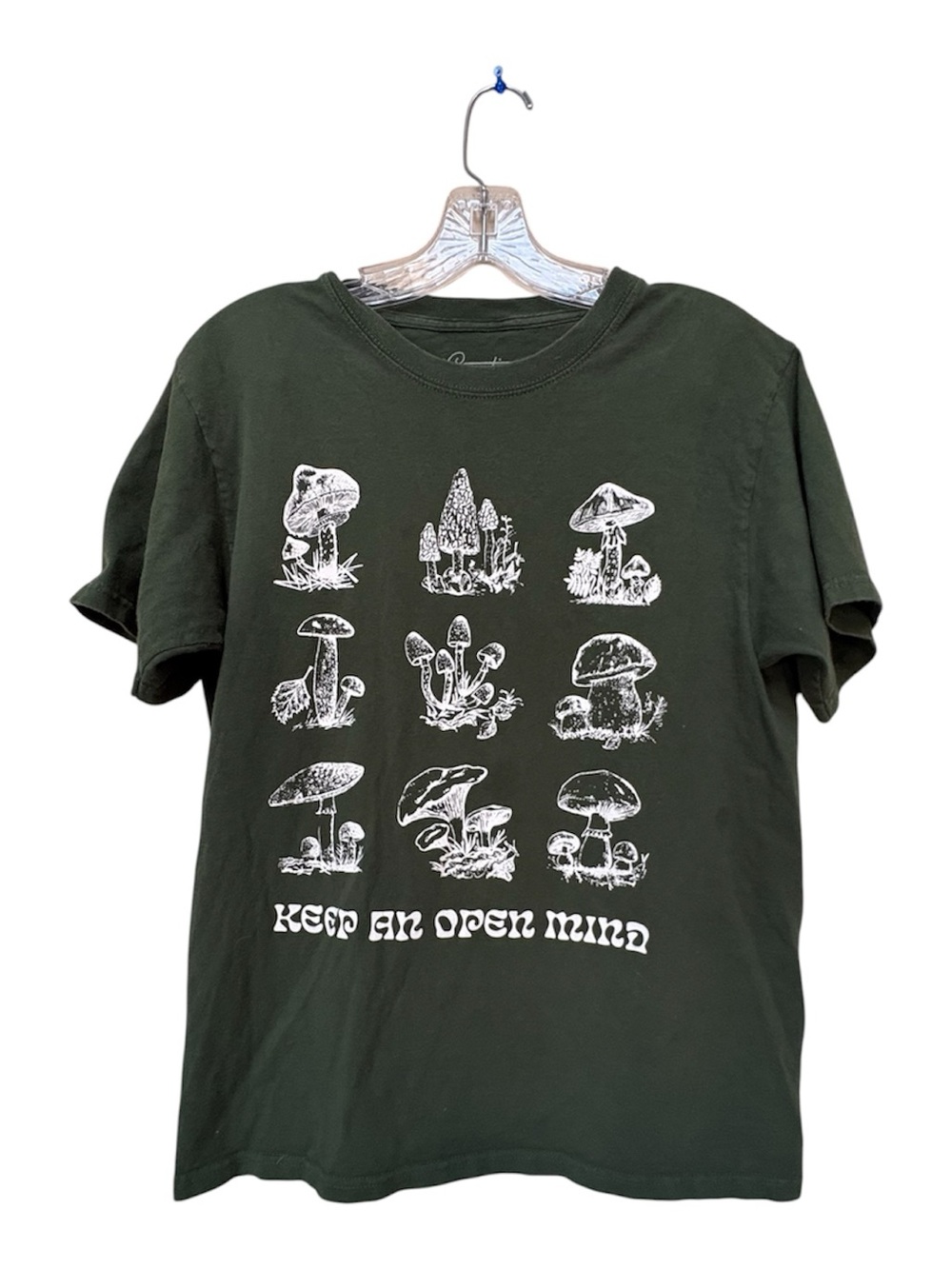 Creative Empire Mushroom Graphic Tee Keep An Open Mind Green Medium